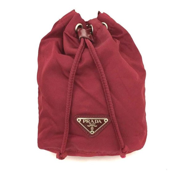 PRADA Logo Plate Nylon Cosmetic Drawstring Pouch Bag /4S0098 - Picture 1 of 7